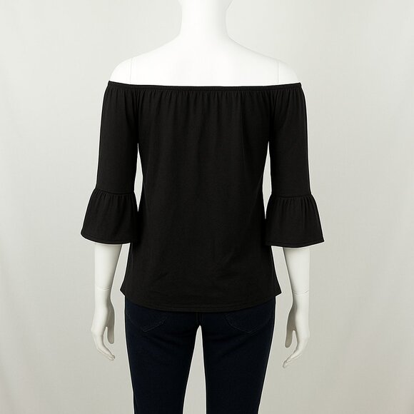 NWT Michael Kors Off-The-Shoulder Black Top XL Statement Sleeve Chic - Picture 5 of 12